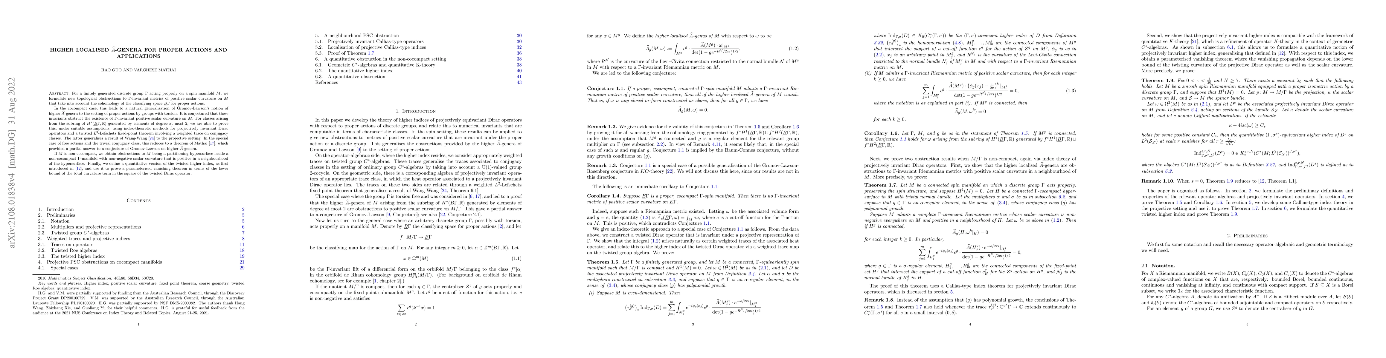 Thumbnail for Higher localised $\hat{A}$-genera for proper actions and applications