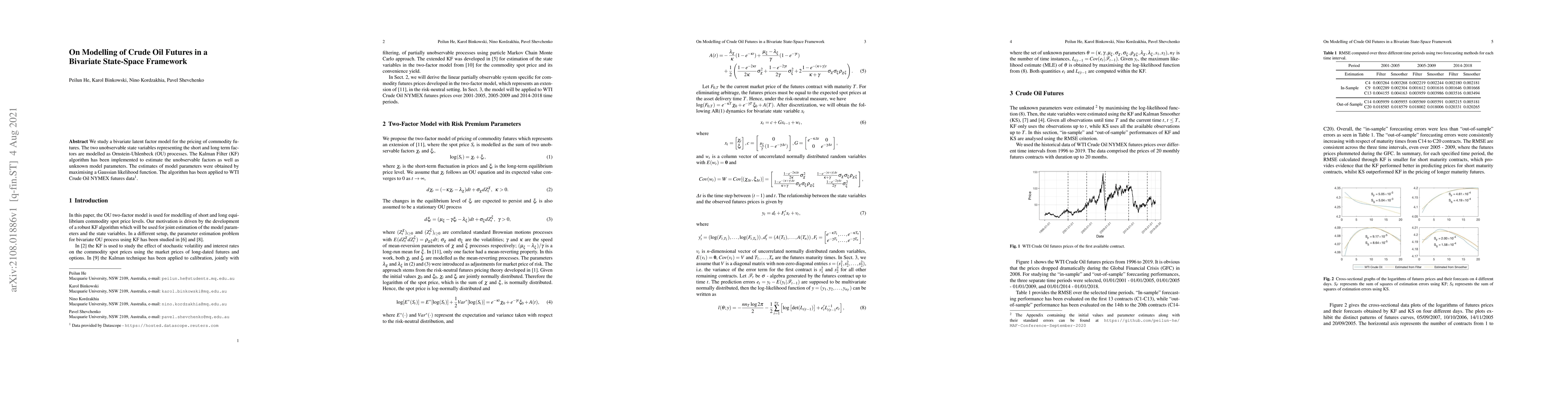 Thumbnail for On Modelling of Crude Oil Futures in a Bivariate State-Space Framework