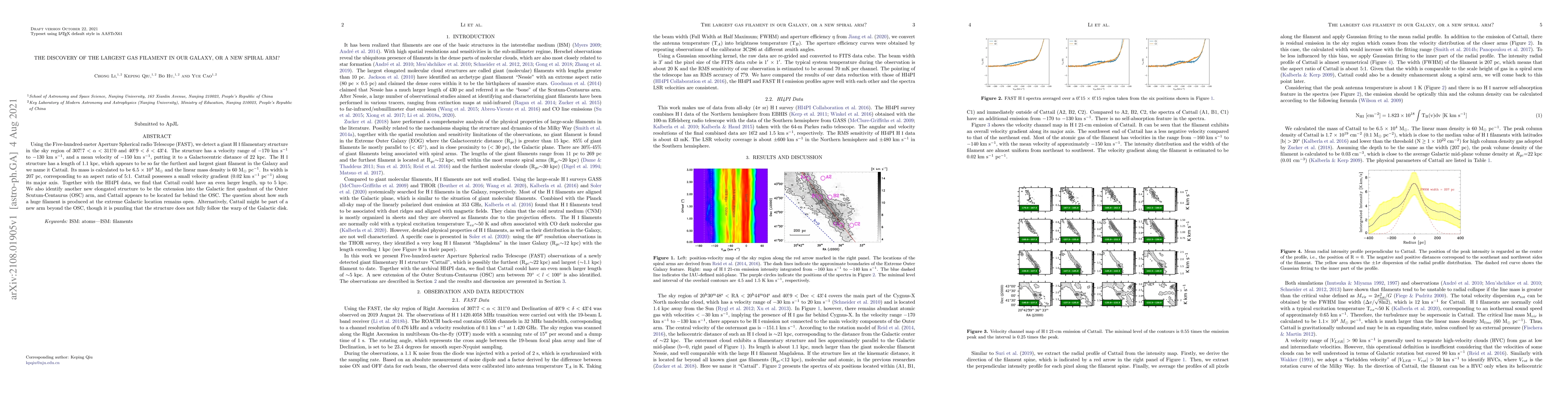 Thumbnail for The discovery of the largest gas filament in our Galaxy, or a new spiral
  arm?