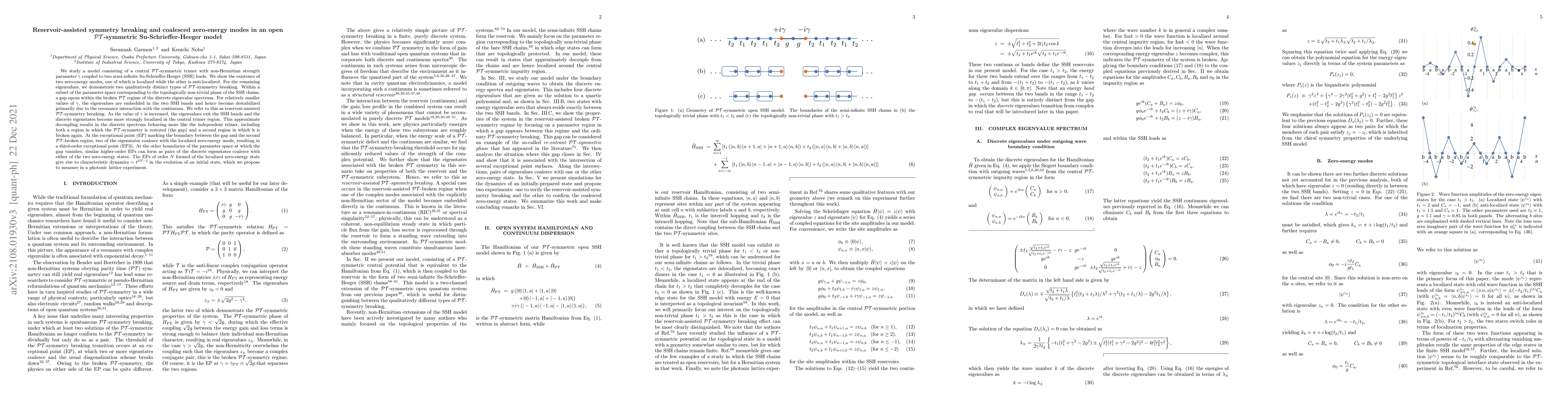 Thumbnail for Reservoir-assisted symmetry breaking and coalesced zero-energy modes in
  an open PT-symmetric Su-Schrieffer-Heeger model