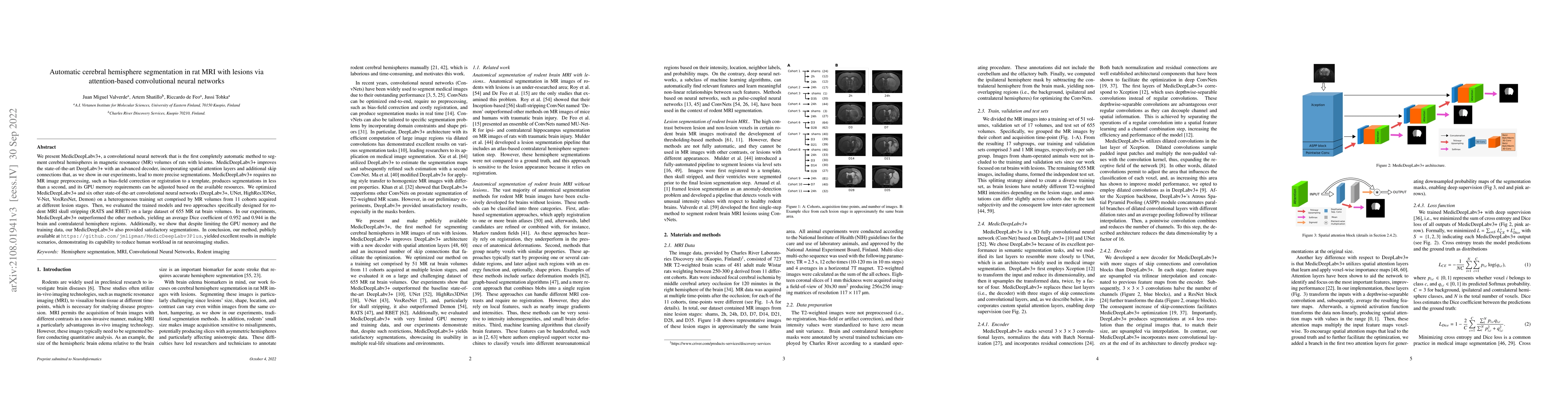Thumbnail for Automatic cerebral hemisphere segmentation in rat MRI with lesions via
  attention-based convolutional neural networks