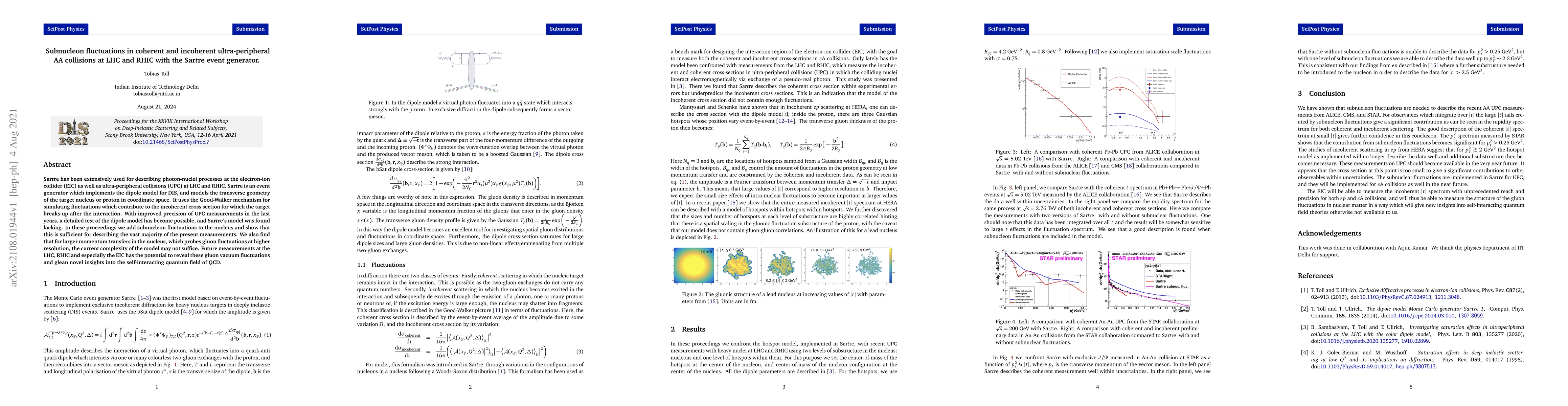 Thumbnail for Subnucleon fluctuations in coherent and incoherent ultra-peripheral AA
  collisions at LHC and RHIC with the Sartre event generator