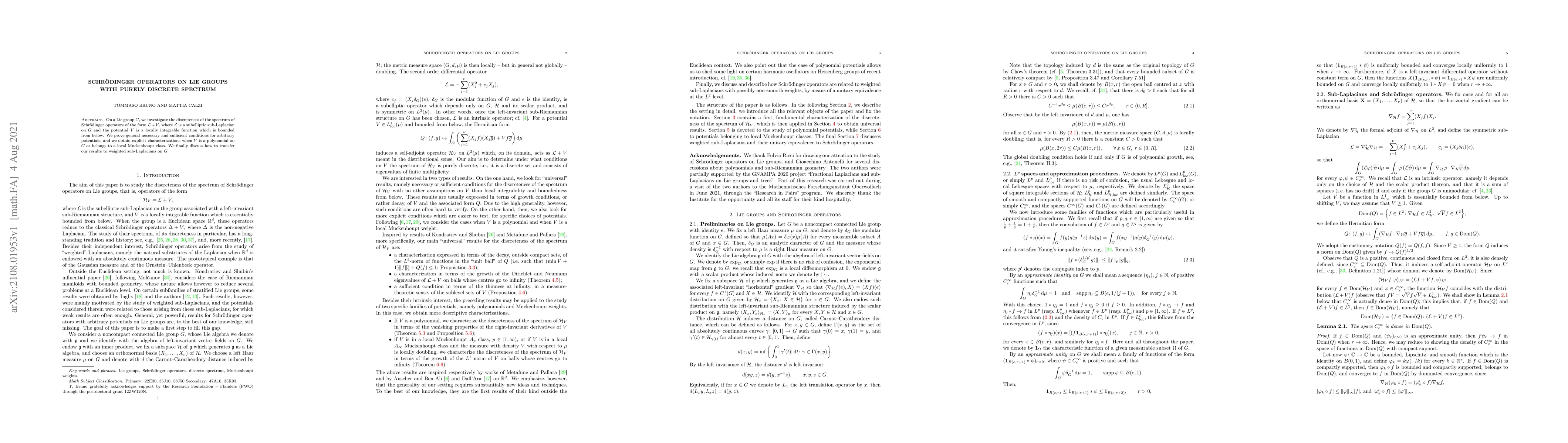 Thumbnail for Schr\"odinger operators on Lie groups with purely discrete spectrum