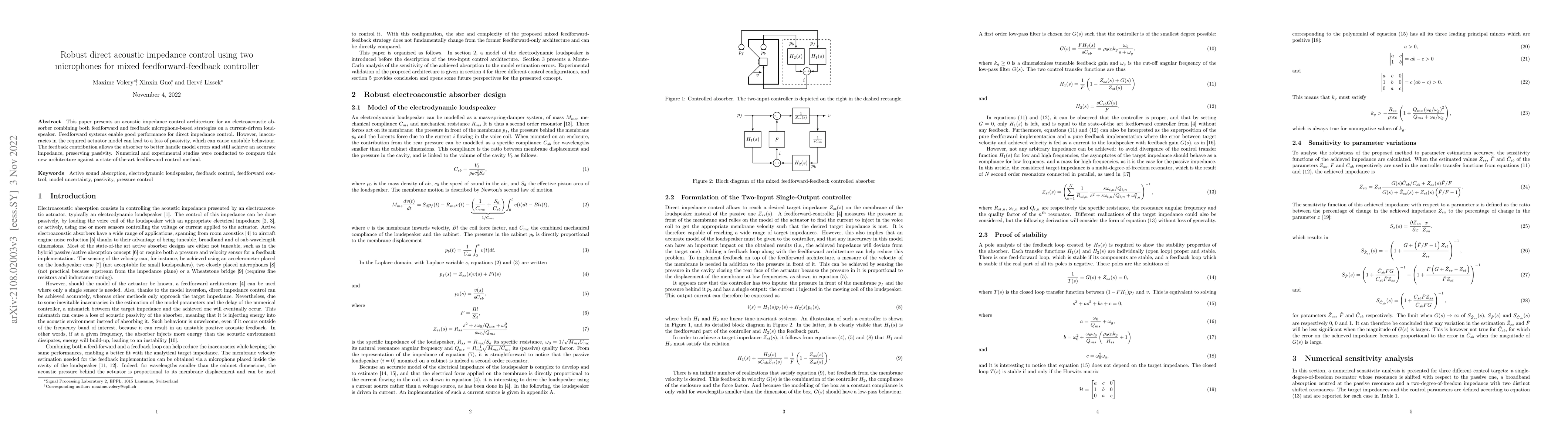 Thumbnail for Robust direct acoustic impedance control using two microphones for mixed
  feedforward-feedback controller