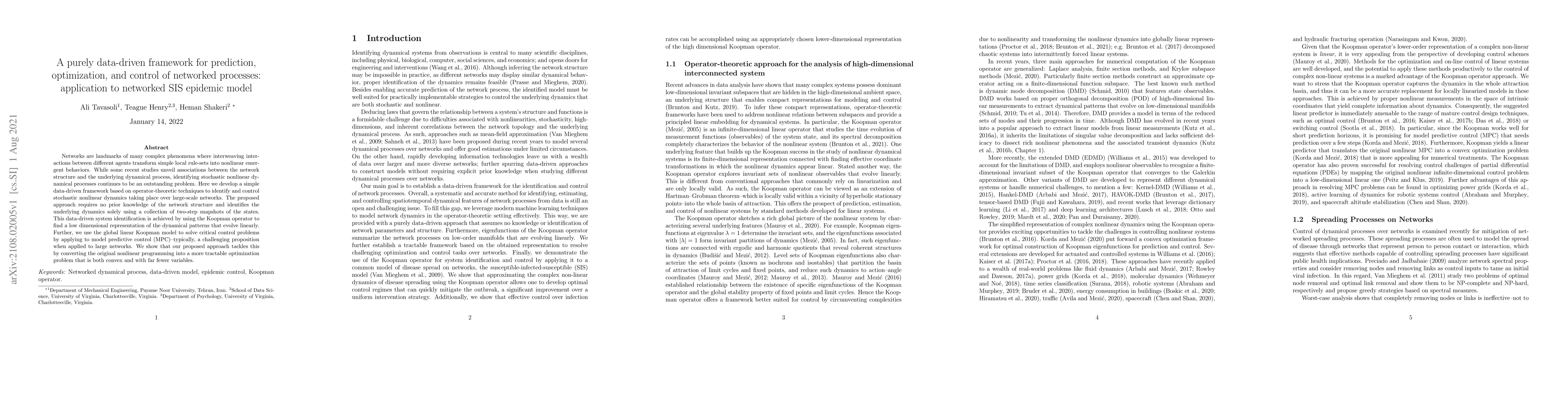 Thumbnail for A purely data-driven framework for prediction, optimization, and control
  of networked processes: application to networked SIS epidemic model