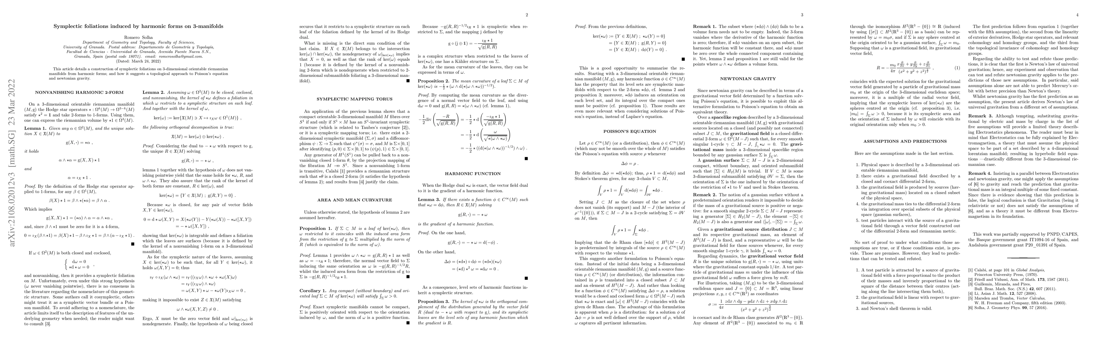 Thumbnail for Symplectic foliations induced by harmonic forms on 3-manifolds