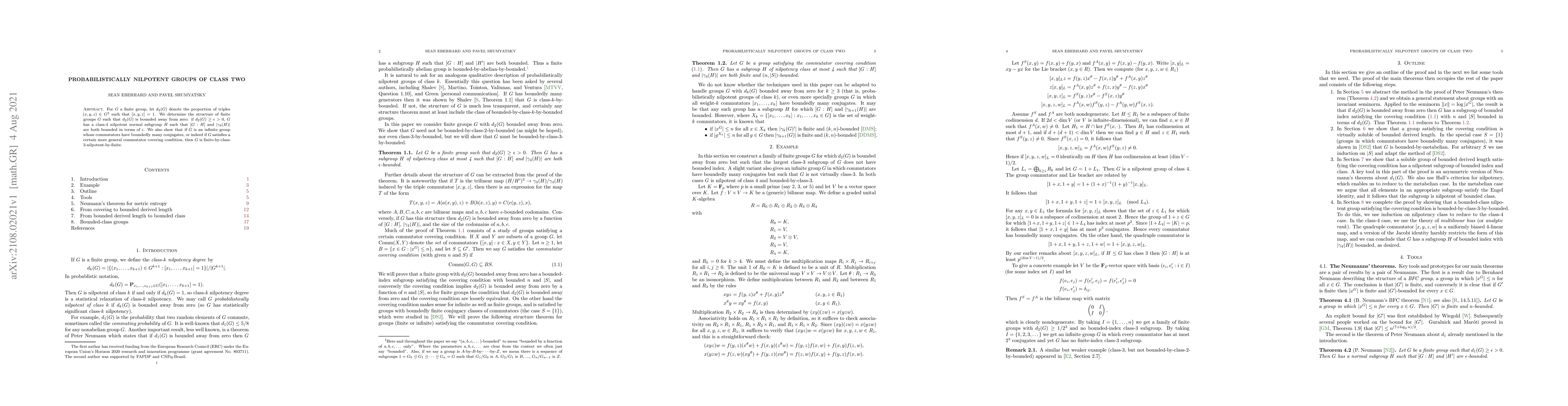 Thumbnail for Probabilistically nilpotent groups of class two