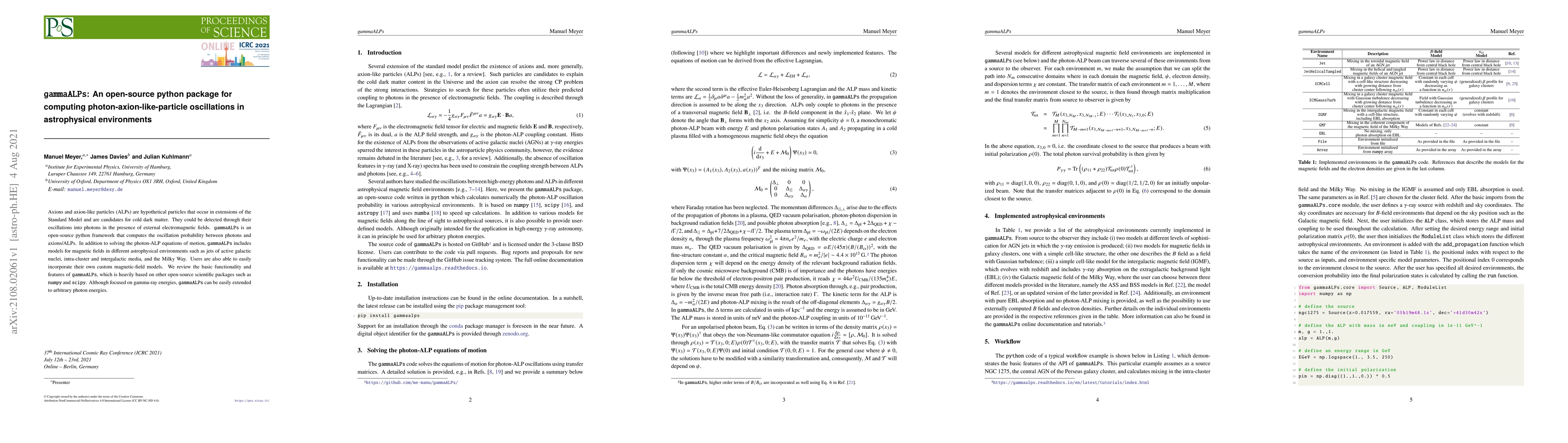Thumbnail for gammaALPs: An open-source python package for computing
  photon-axion-like-particle oscillations in astrophysical environments
