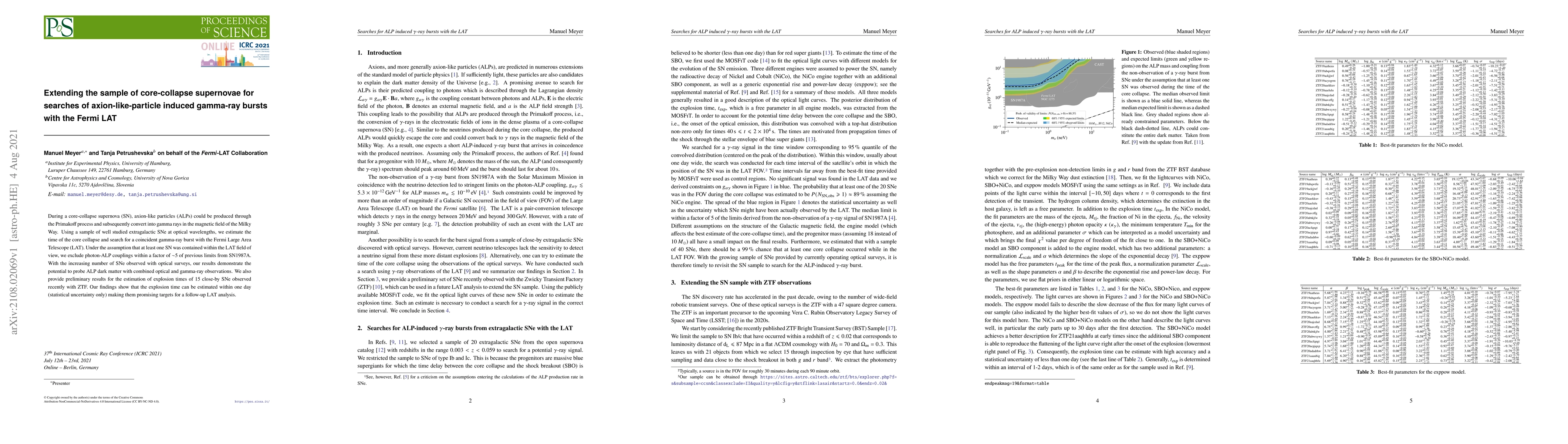 Thumbnail for Extending the sample of core-collapse supernovae for searches of
  axion-like-particle induced gamma-ray bursts with the Fermi LAT
