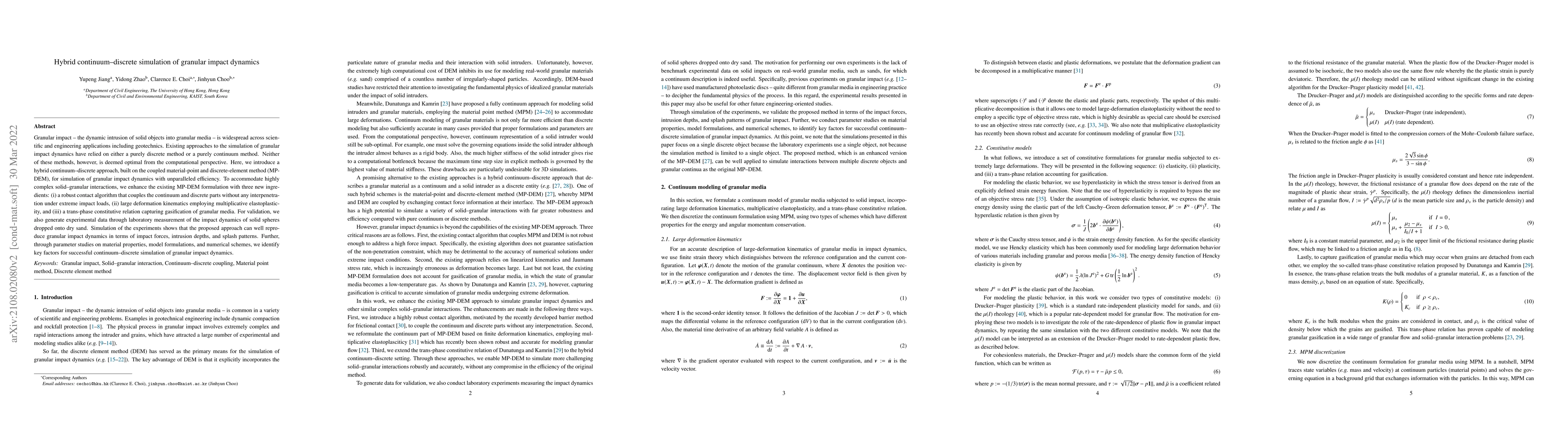 Thumbnail for Hybrid continuum-discrete simulation of granular impact dynamics