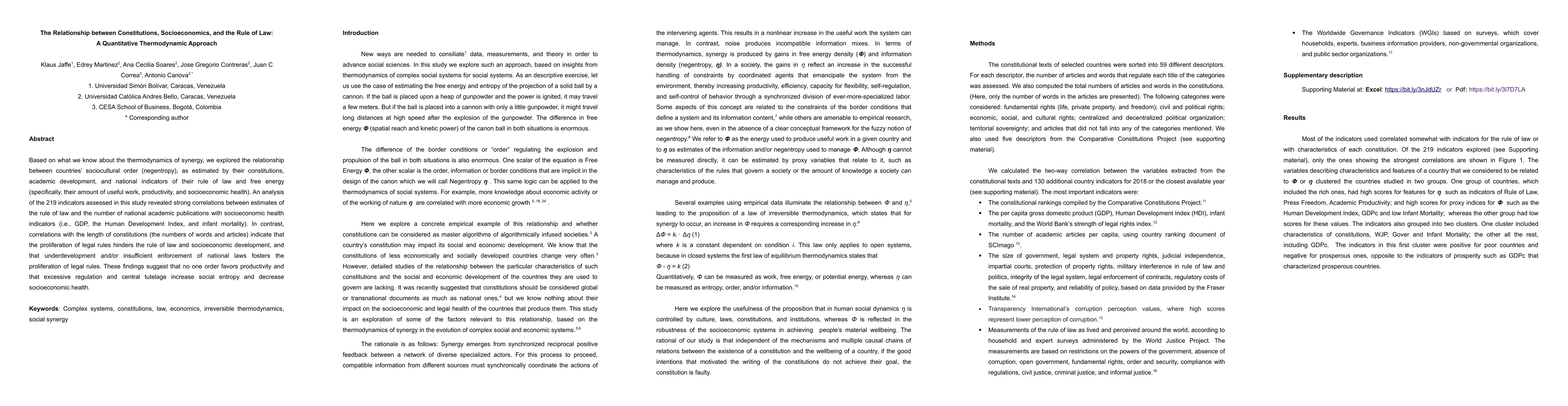 Thumbnail for Relation between Constitutions, Socioeconomics and The Rule of Law: a
  quantitative thermodynamic approach