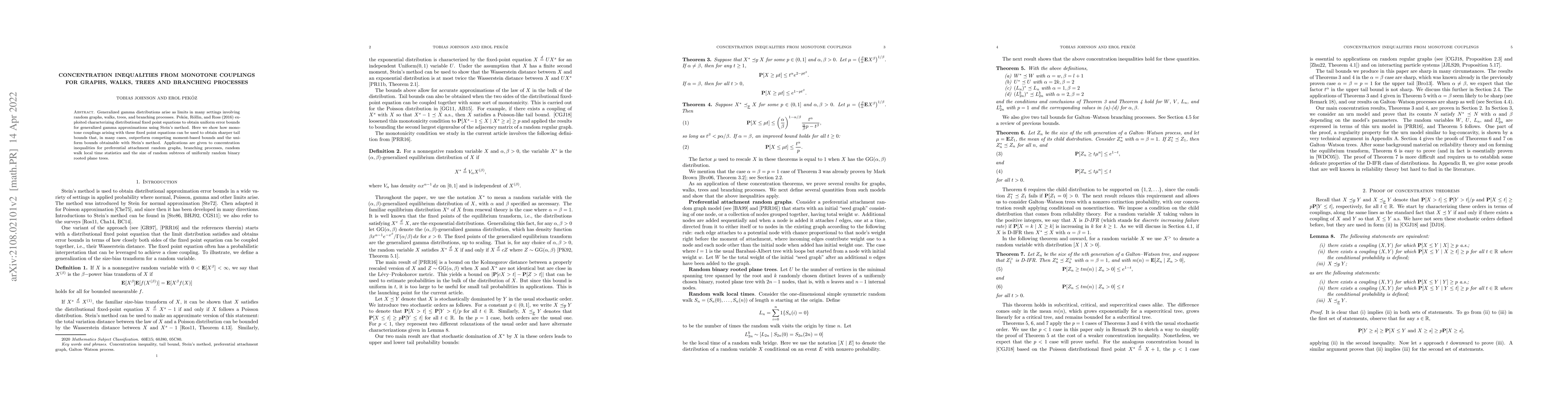 Thumbnail for Concentration inequalities from monotone couplings for graphs, walks,
  trees and branching processes