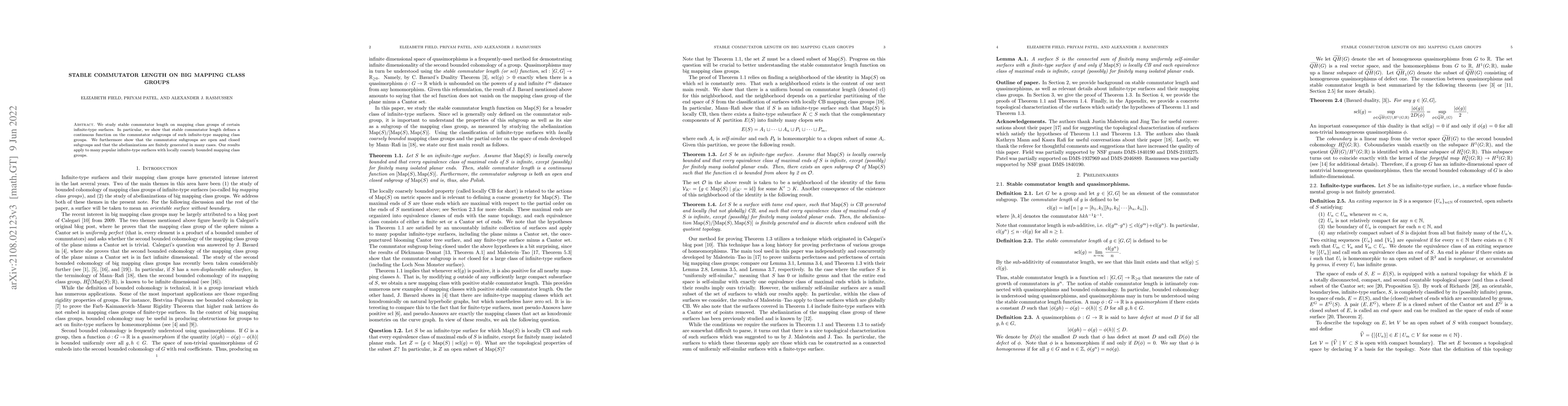 Thumbnail for Stable commutator length on big mapping class groups