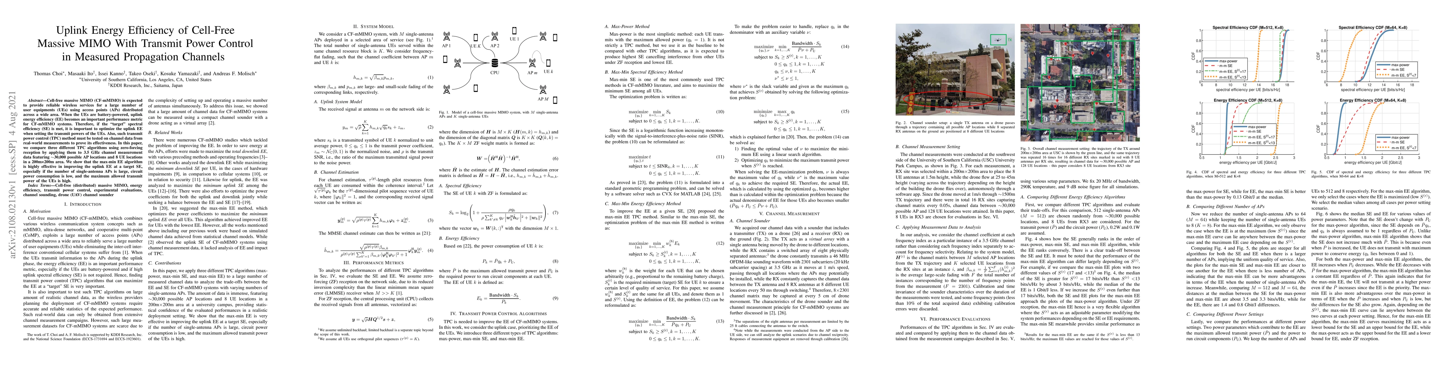 Thumbnail for Uplink Energy Efficiency of Cell-Free Massive MIMO With Transmit Power
  Control in Measured Propagation Channels
