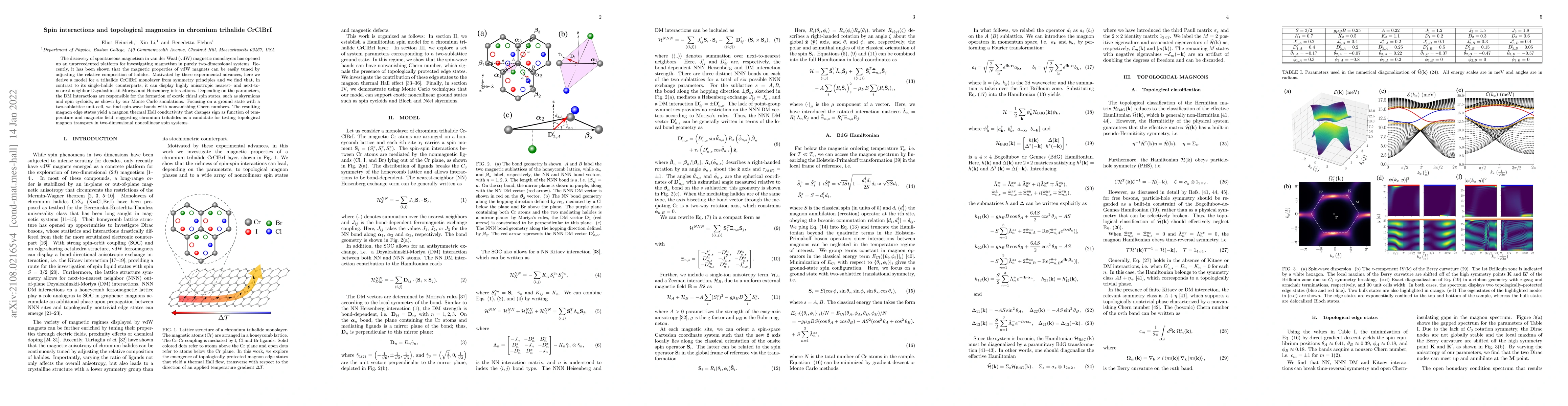 Thumbnail for Spin interactions and topological magnonics in chromium trihalide
  CrClBrI