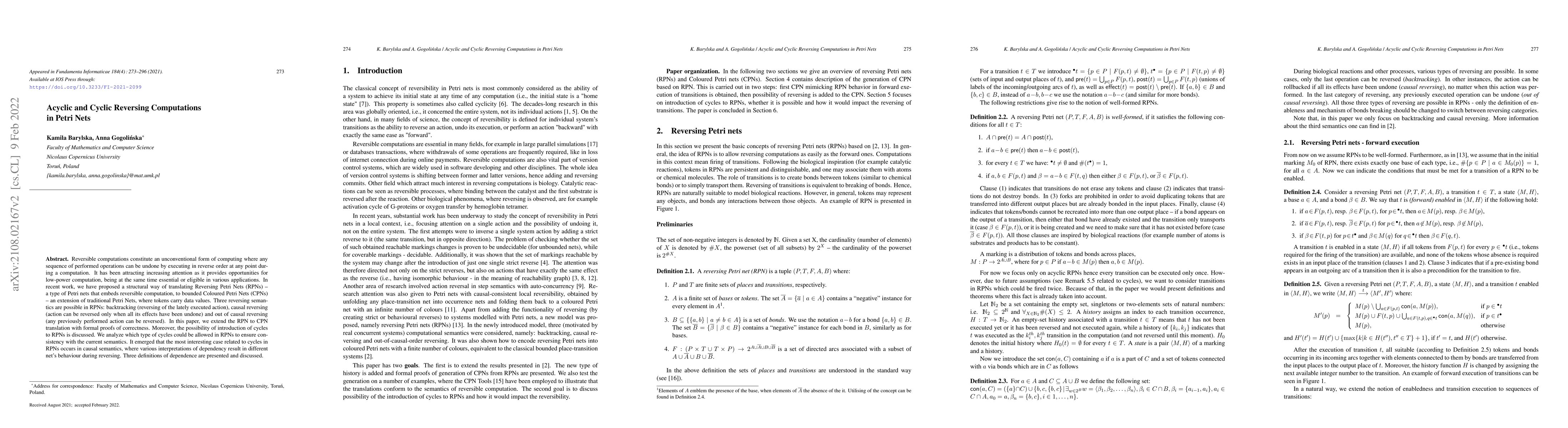 Thumbnail for Acyclic and Cyclic Reversing Computations in Petri Nets
