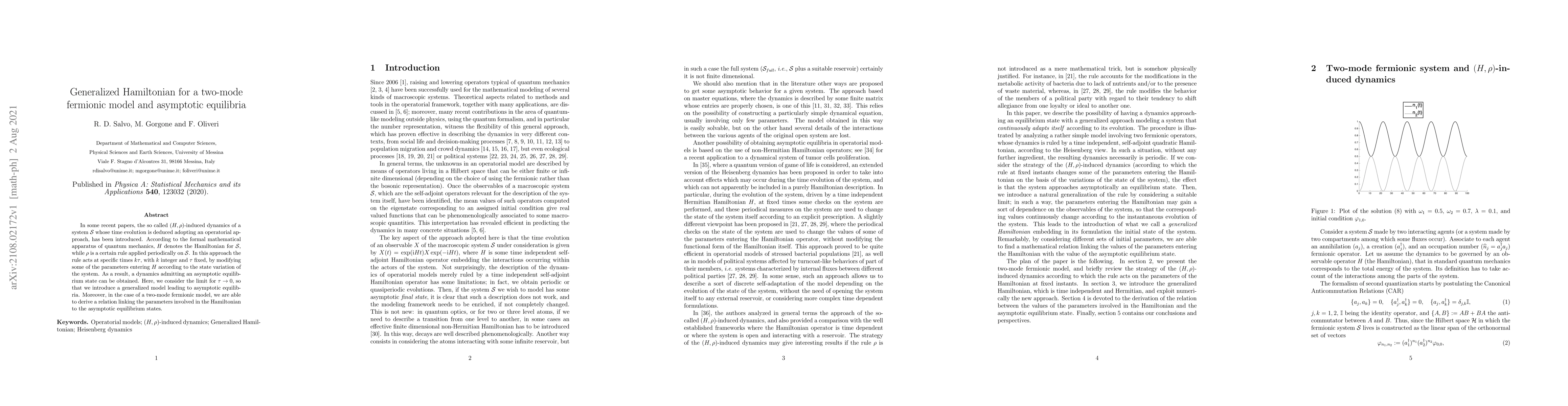 Thumbnail for Generalized Hamiltonian for a two-mode fermionic model and asymptotic
  equilibria