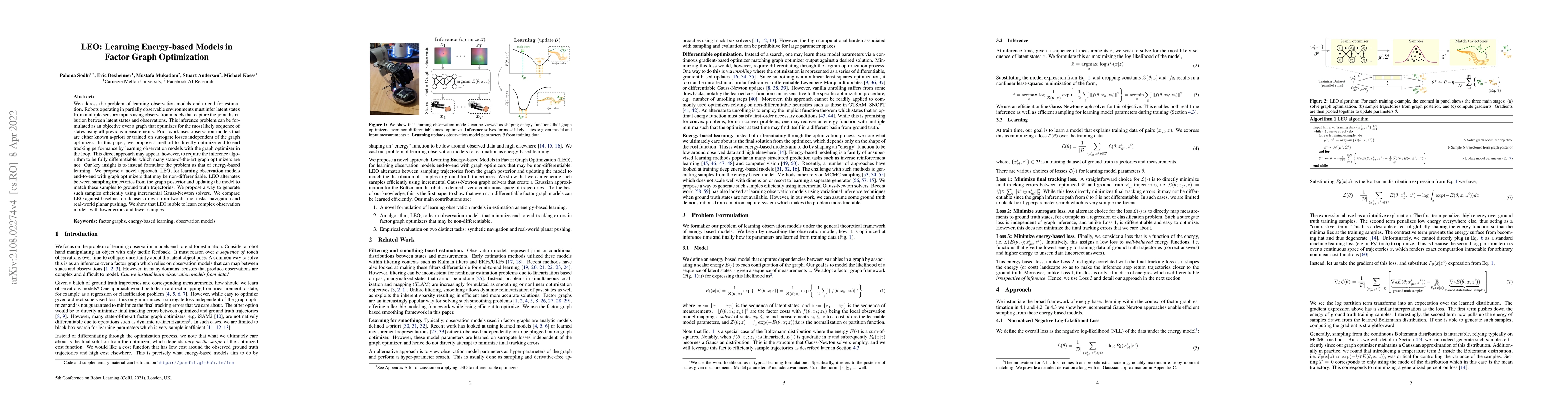 Thumbnail for LEO: Learning Energy-based Models in Factor Graph Optimization