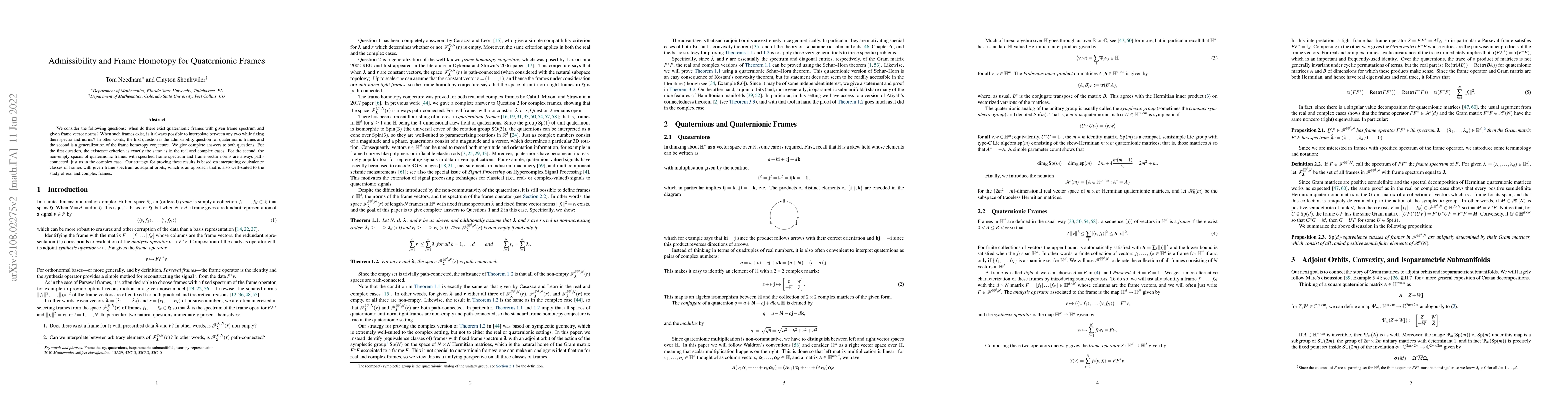 Thumbnail for Admissibility and Frame Homotopy for Quaternionic Frames