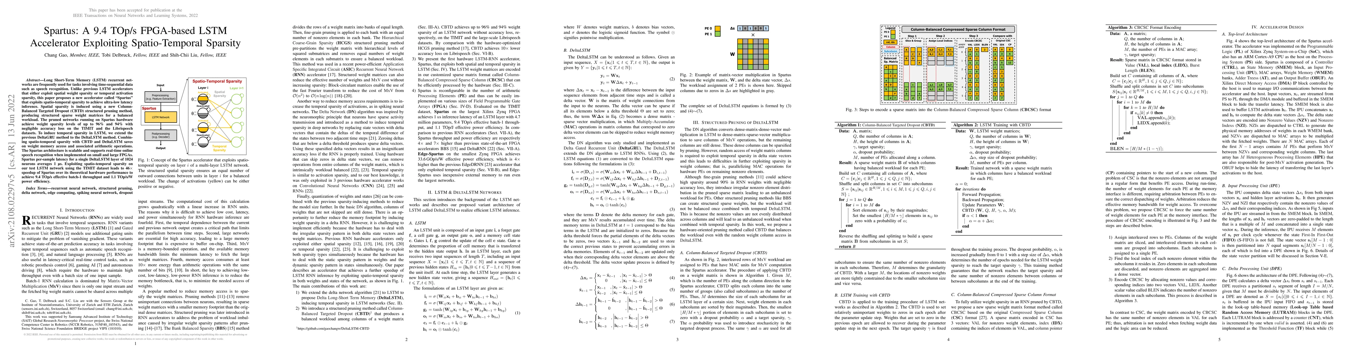 Thumbnail for Spartus: A 9.4 TOp/s FPGA-based LSTM Accelerator Exploiting
  Spatio-Temporal Sparsity