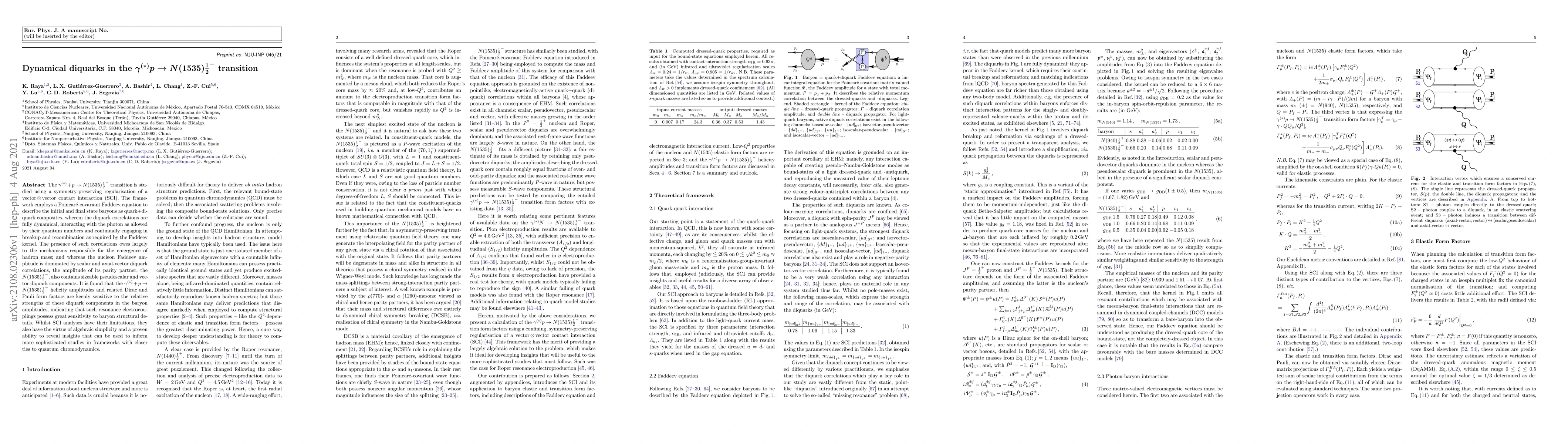 Thumbnail for Dynamical diquarks in the ${\boldsymbol{\gamma^{(\ast)} p\to
  N(1535)\tfrac{1}{2}^-}}$ transition