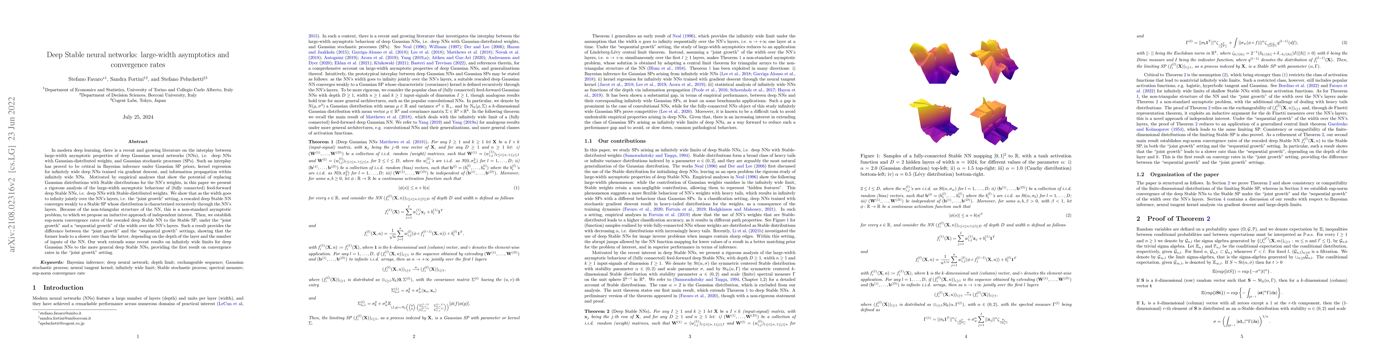 Thumbnail for Deep Stable neural networks: large-width asymptotics and convergence
  rates