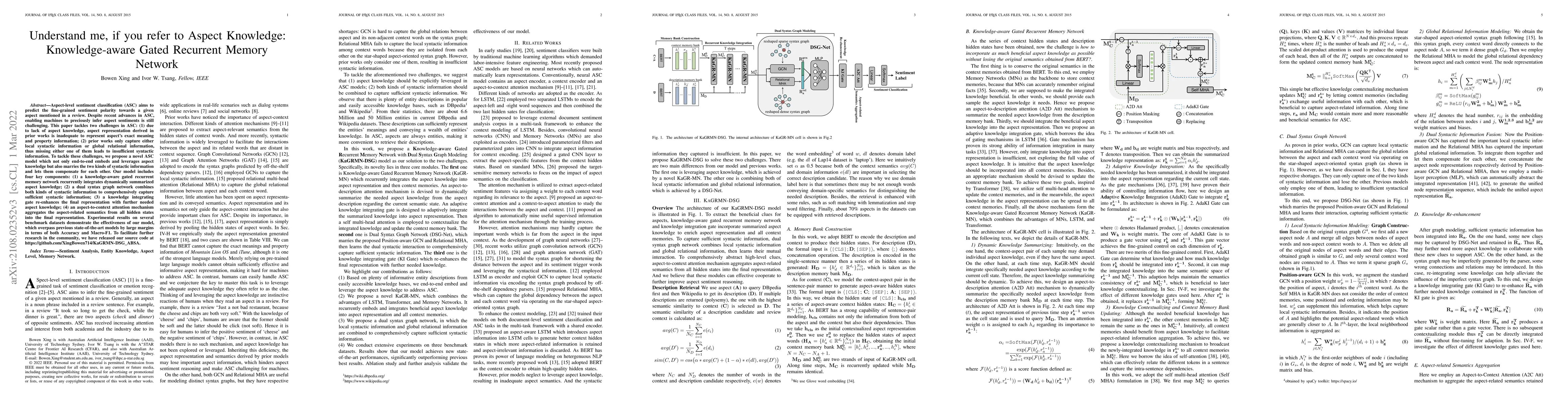 Thumbnail for Understand me, if you refer to Aspect Knowledge: Knowledge-aware Gated
  Recurrent Memory Network