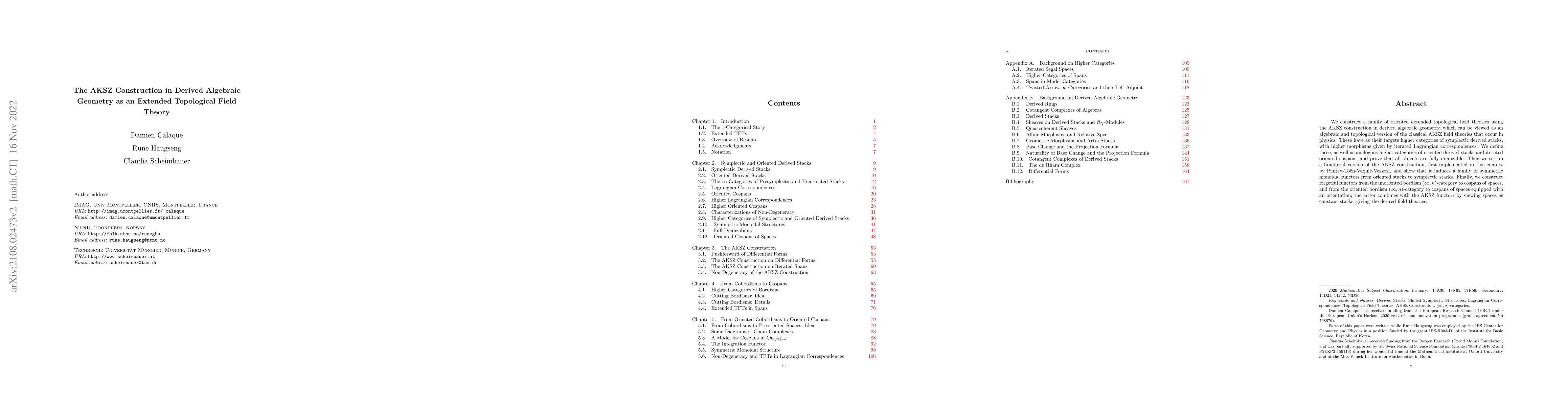 Thumbnail for The AKSZ Construction in Derived Algebraic Geometry as an Extended
  Topological Field Theory