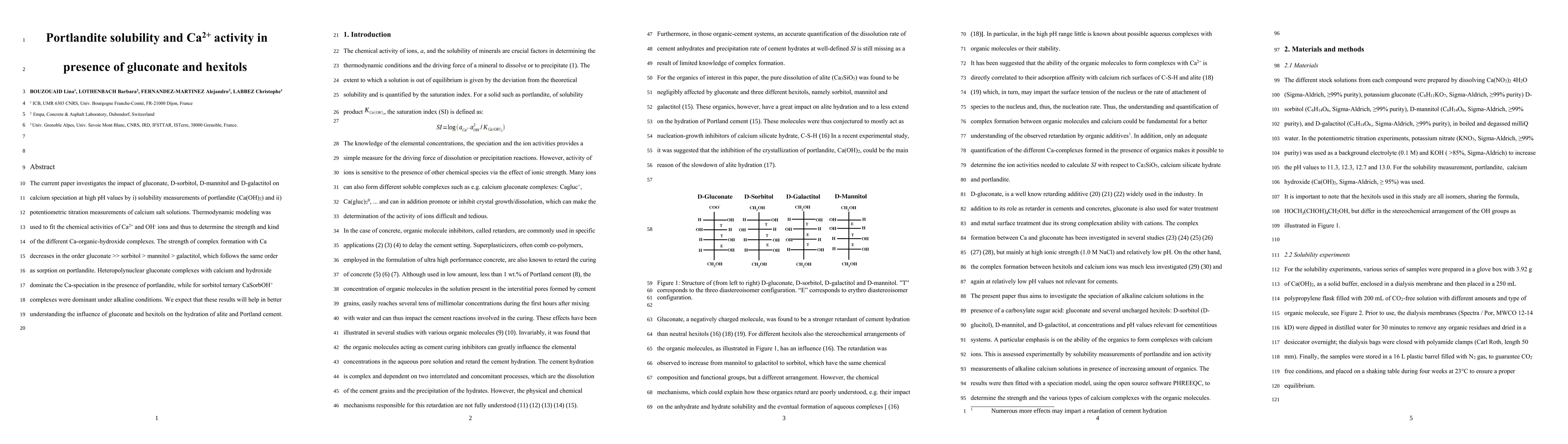 Thumbnail for Portlandite solubility and Ca2+ activity in presence of gluconate and
  hexitols