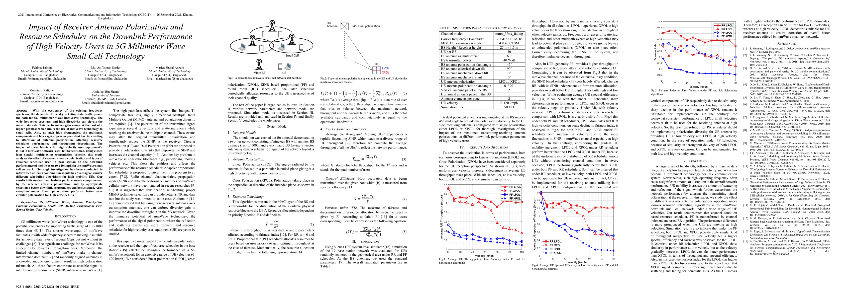 Thumbnail for Impact of Receiver Antenna Polarization and Resource Scheduler on the
  Downlink Performance of High Velocity Users in 5G Millimeter Wave Small Cell
  Technology