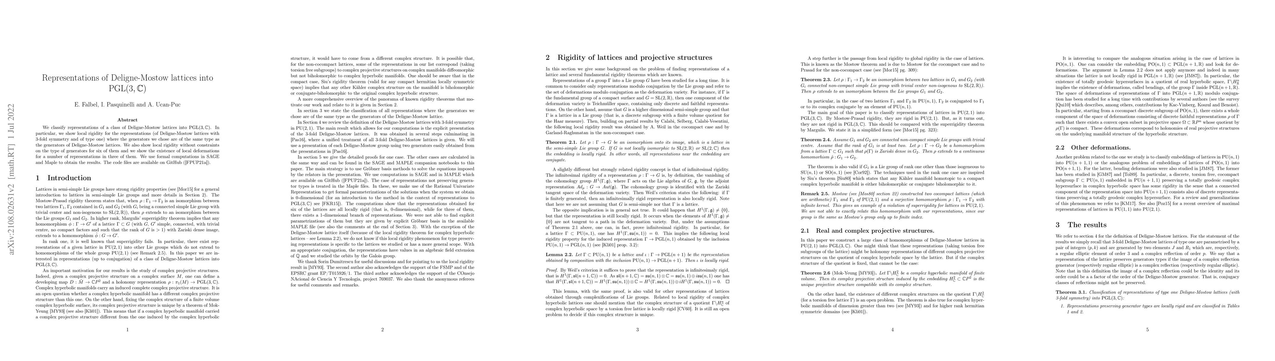 Thumbnail for Representations of Deligne-Mostow lattices into PGL(3, C)