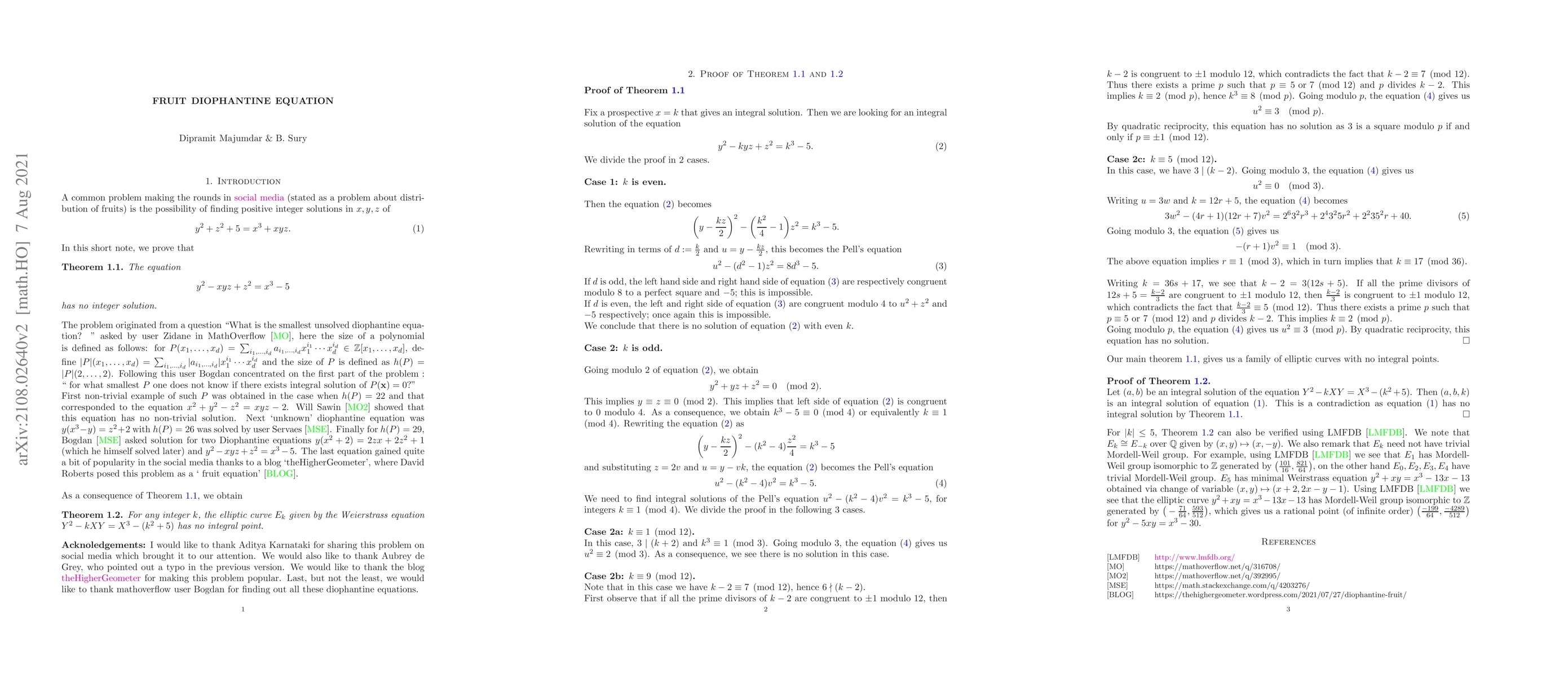 Thumbnail for Fruit Diophantine Equation