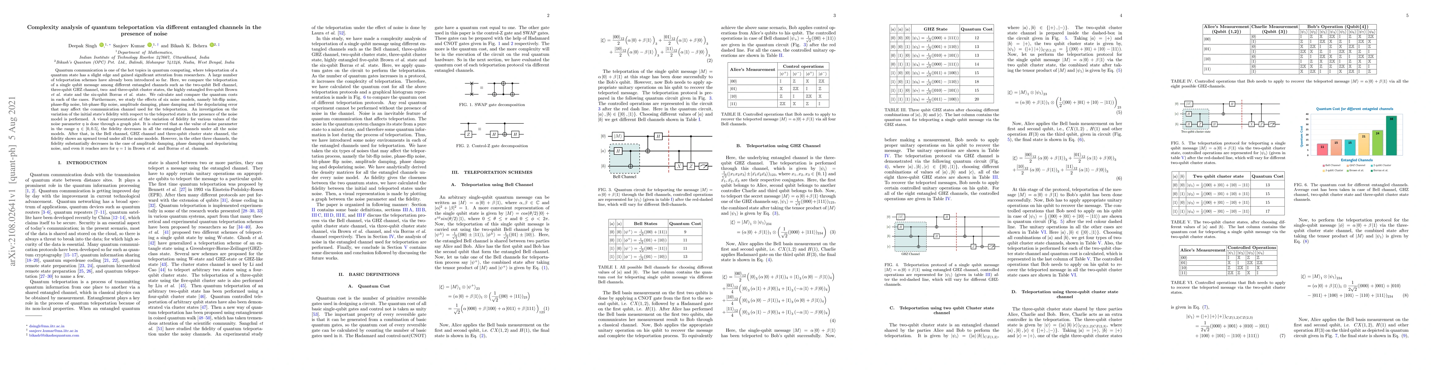 Thumbnail for Complexity analysis of quantum teleportation via different entangled
  channels in the presence of noise