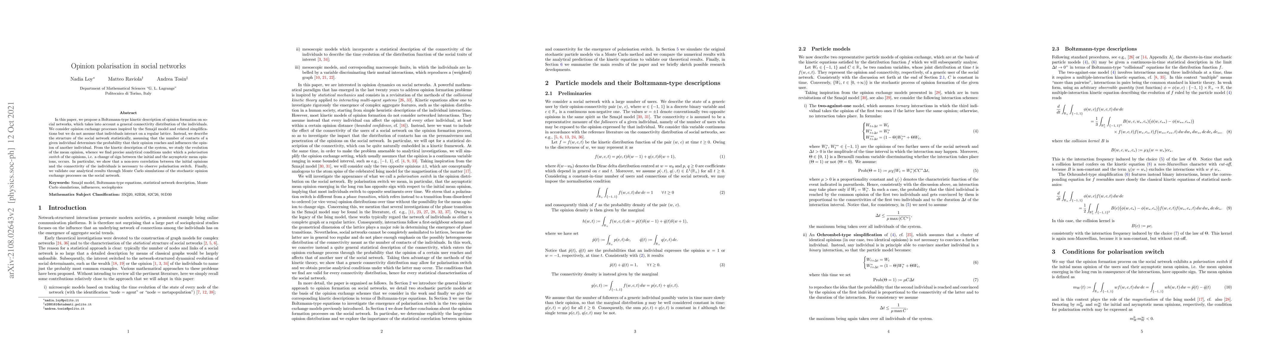 Thumbnail for Opinion polarisation in social networks