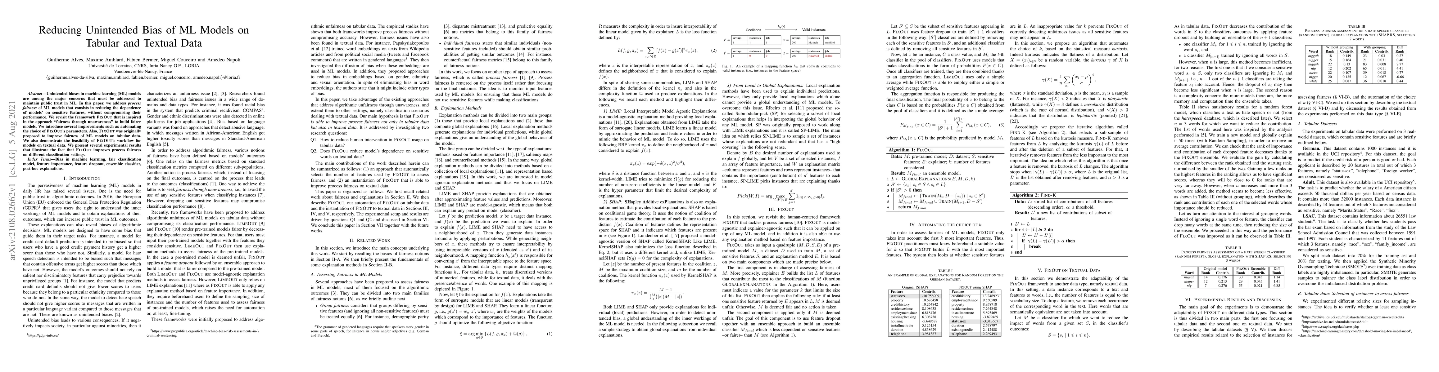 Thumbnail for Reducing Unintended Bias of ML Models on Tabular and Textual Data