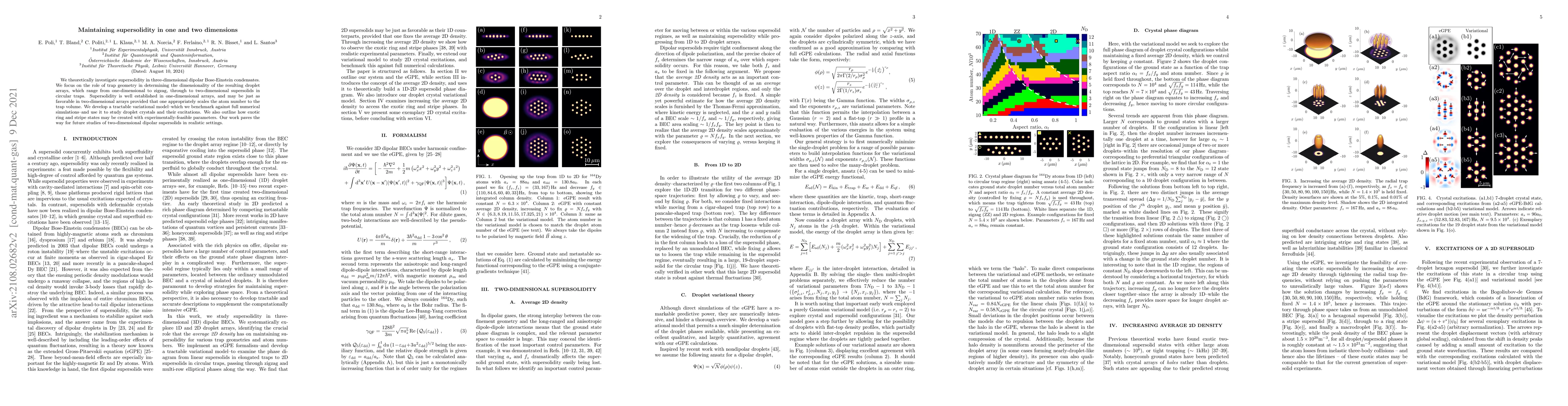 Thumbnail for Maintaining supersolidity in one and two dimensions