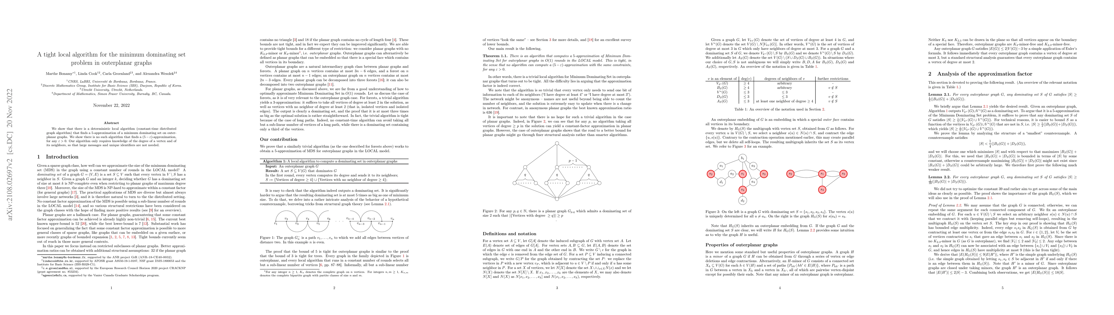 Thumbnail for A tight local algorithm for the minimum dominating set problem in
  outerplanar graphs