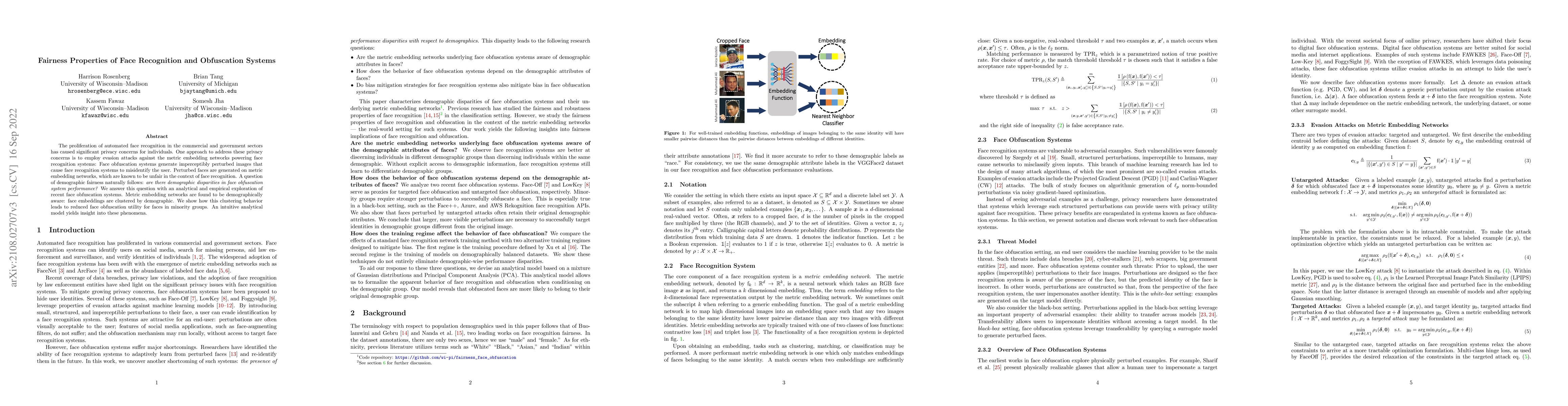 Thumbnail for Fairness Properties of Face Recognition and Obfuscation Systems
