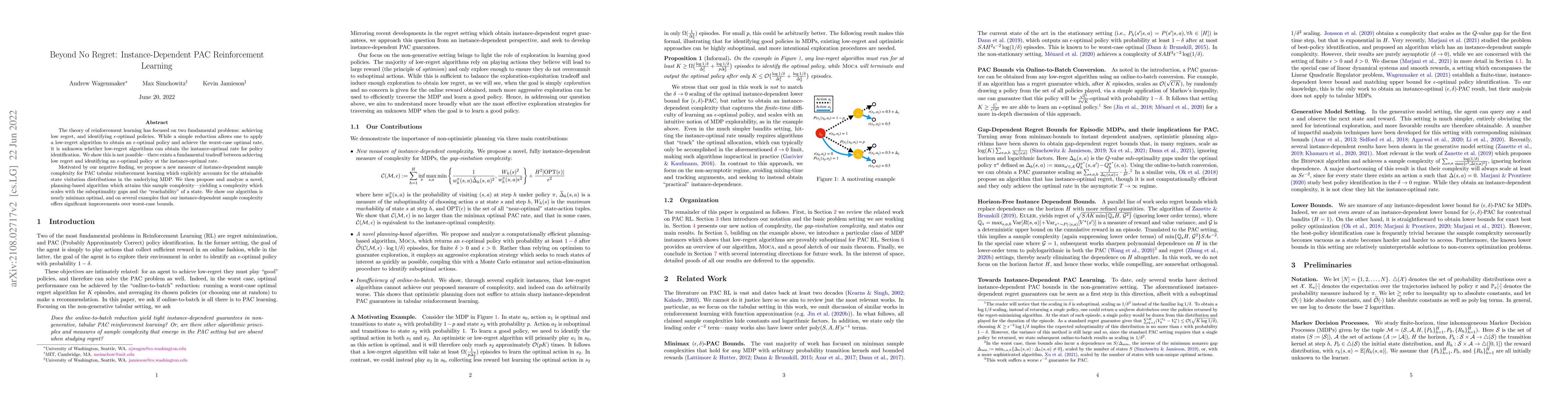 Thumbnail for Beyond No Regret: Instance-Dependent PAC Reinforcement Learning