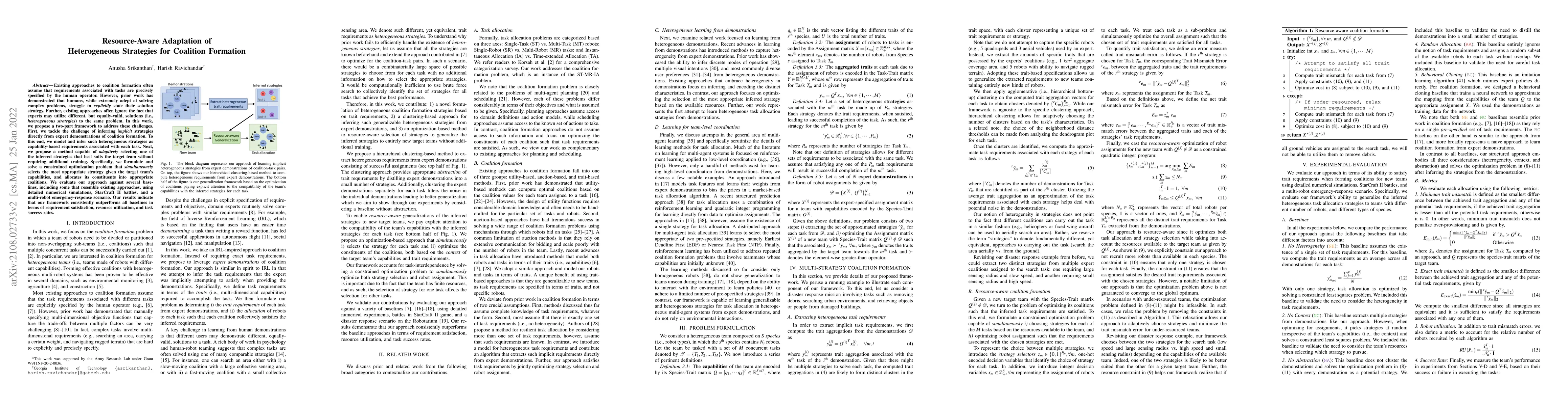 Thumbnail for Resource-Aware Adaptation of Heterogeneous Strategies for Coalition
  Formation