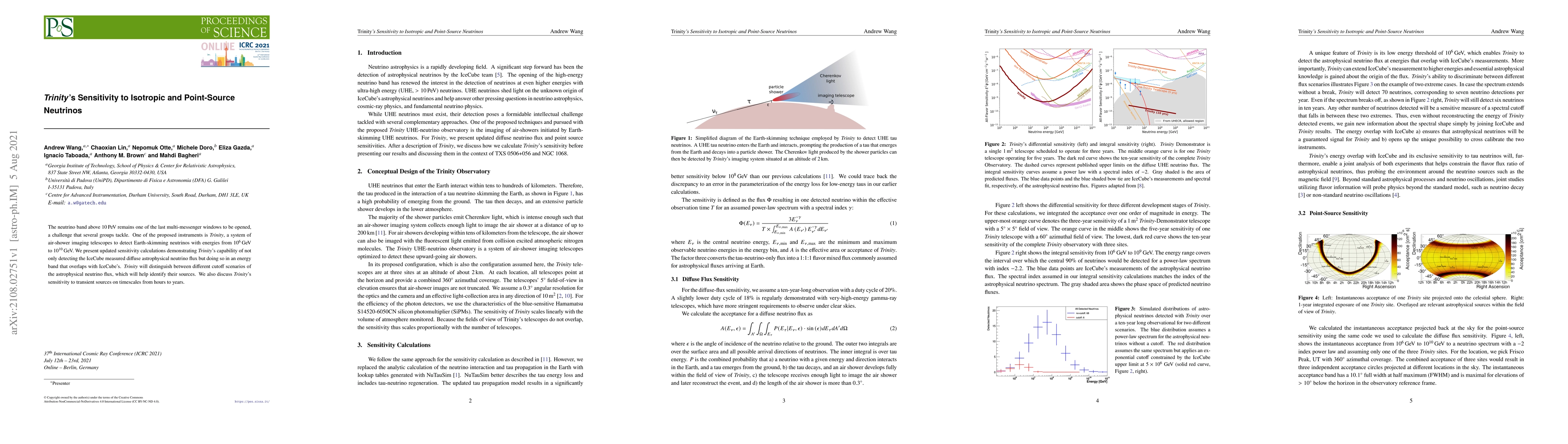 Thumbnail for Trinity's Sensitivity to Isotropic and Point-Source Neutrinos