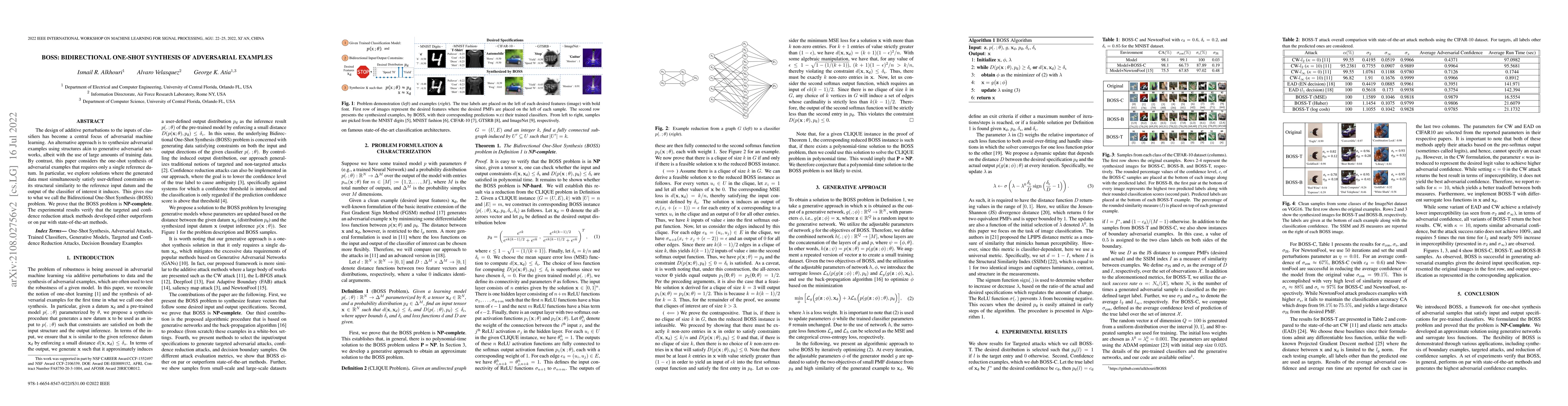 Thumbnail for BOSS: Bidirectional One-Shot Synthesis of Adversarial Examples