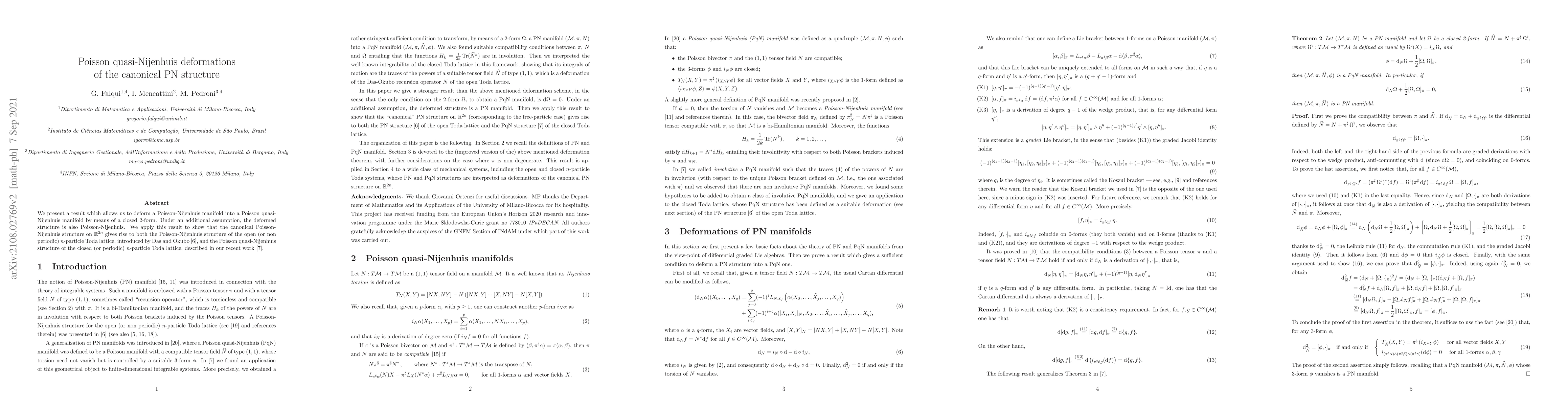 Thumbnail for Poisson quasi-Nijenhuis deformations of the canonical PN structure