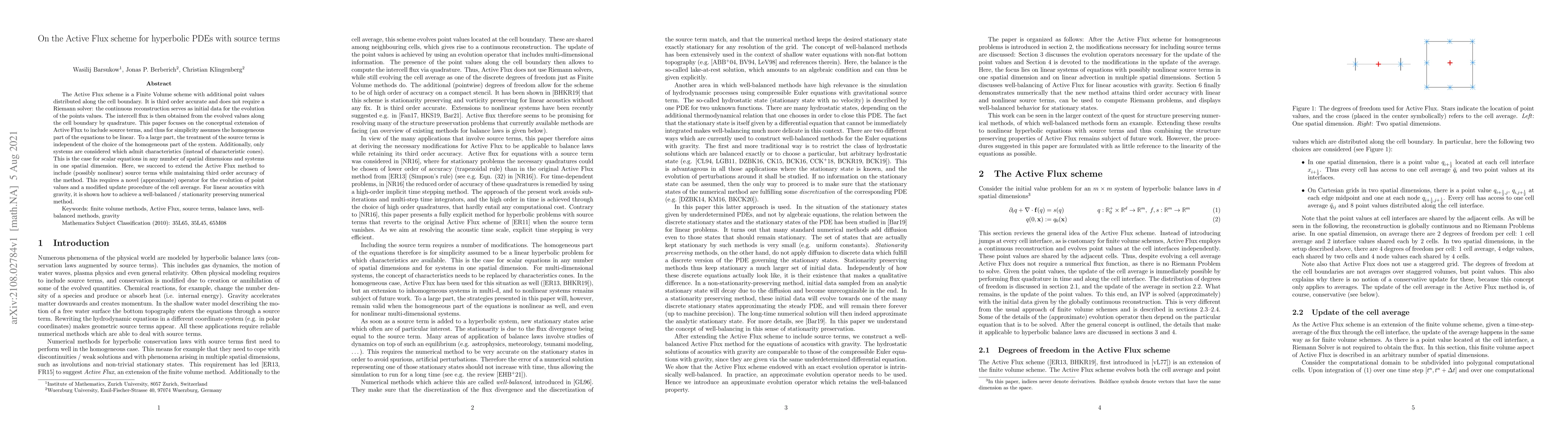 Thumbnail for On the Active Flux scheme for hyperbolic PDEs with source terms