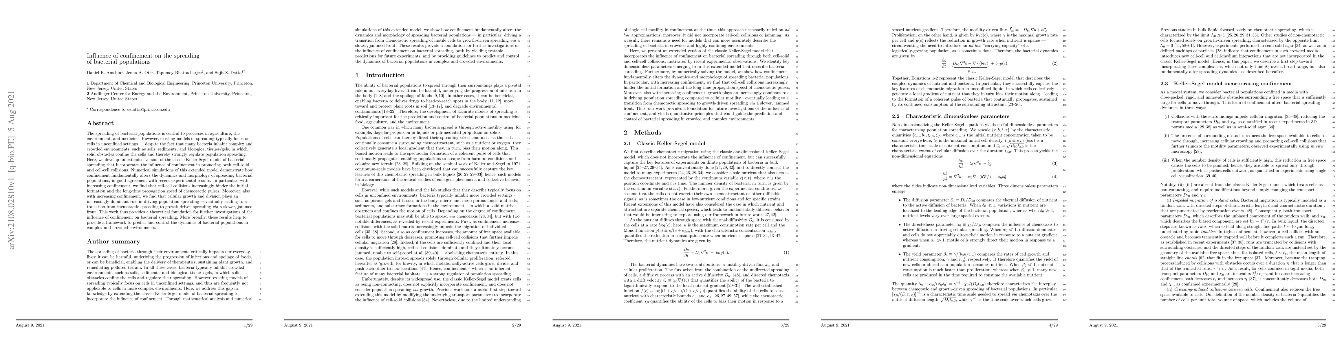 Thumbnail for Influence of confinement on the spreading of bacterial populations