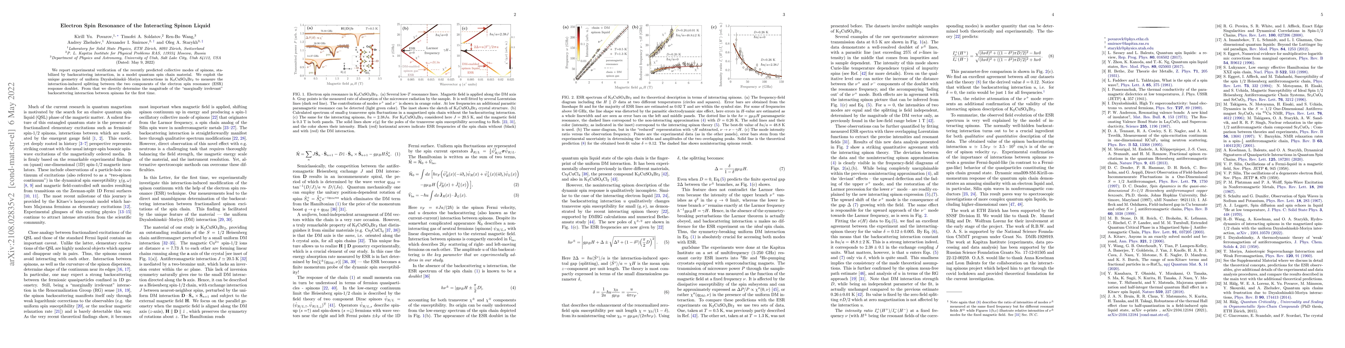 Thumbnail for Electron Spin Resonance of the Interacting Spinon Liquid