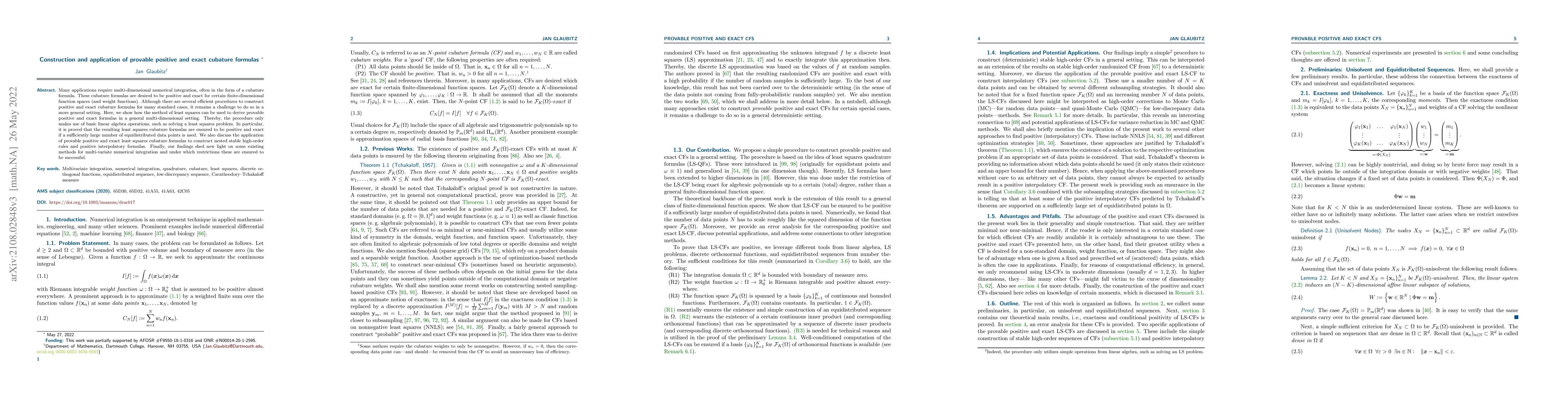 Thumbnail for Construction and application of provable positive and exact cubature
  formulas