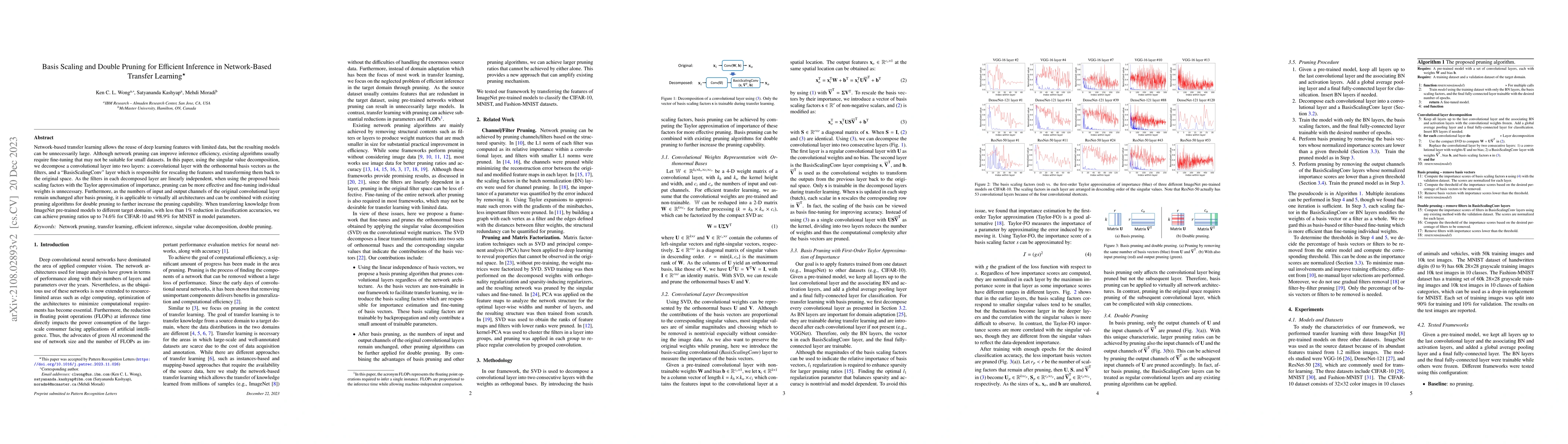 Thumbnail for Basis Scaling and Double Pruning for Efficient Inference in
  Network-Based Transfer Learning