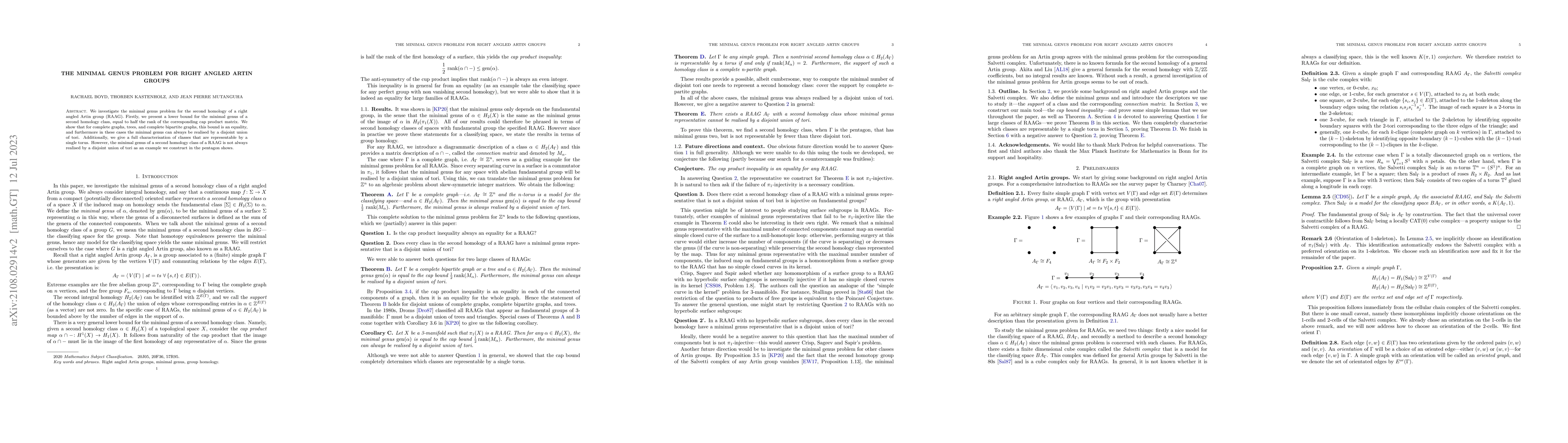 Thumbnail for The minimal genus problem for right angled Artin groups