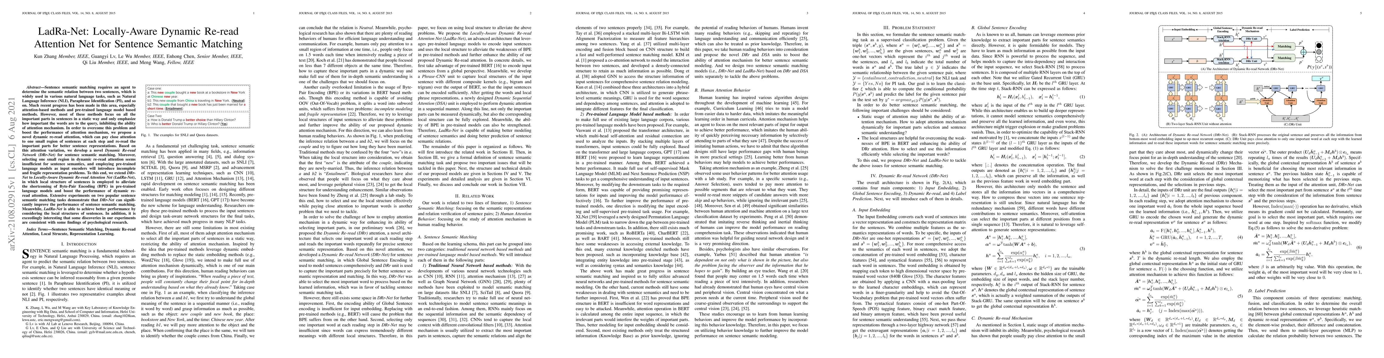 Thumbnail for LadRa-Net: Locally-Aware Dynamic Re-read Attention Net for Sentence
  Semantic Matching